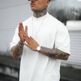 Men'S 100% Oversized T-Shirt with Bold Graphic Print - White Casual Streetwear Tee, Loose Fit Round Neck Short Sleeve for All-Season Comfort, Everyday And Special Occasions, Versatile Clothing, Durable Fabric, Print Shirt, Fashion Enthusiasts