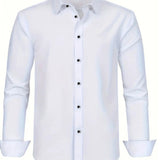 Men'S Stylish Three-Piece Outfit Featuring Solid Color Long-Sleeve Shirts Made from Lightweight Material, Designed for a Regular Fit with Single-Breasted Buttons And a Tie Collar, Ideal for Both Casual And Professional Occasions Throughout The Year