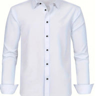 Men'S Stylish Three-Piece Outfit Featuring Solid Color Long-Sleeve Shirts Made from Lightweight Material, Designed for a Regular Fit with Single-Breasted Buttons And a Tie Collar, Ideal for Both Casual And Professional Occasions Throughout The Year