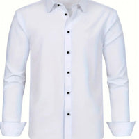 Men'S Stylish Three-Piece Outfit Featuring Solid Color Long-Sleeve Shirts Made from Lightweight Material, Designed for a Regular Fit with Single-Breasted Buttons And a Tie Collar, Ideal for Both Casual And Professional Occasions Throughout The Year