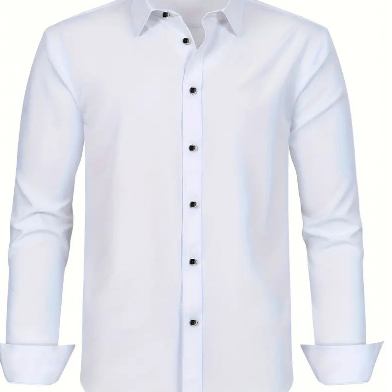 Men'S Stylish Three-Piece Outfit Featuring Solid Color Long-Sleeve Shirts Made from Lightweight Material, Designed for a Regular Fit with Single-Breasted Buttons And a Tie Collar, Ideal for Both Casual And Professional Occasions Throughout The Year