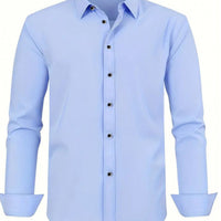 Men'S Stylish Three-Piece Outfit Featuring Solid Color Long-Sleeve Shirts Made from Lightweight Material, Designed for a Regular Fit with Single-Breasted Buttons And a Tie Collar, Ideal for Both Casual And Professional Occasions Throughout The Year