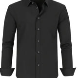 Men'S Stylish Three-Piece Outfit Featuring Solid Color Long-Sleeve Shirts Made from Lightweight Material, Designed for a Regular Fit with Single-Breasted Buttons And a Tie Collar, Ideal for Both Casual And Professional Occasions Throughout The Year