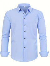 Men'S Stylish Three-Piece Outfit Featuring Solid Color Long-Sleeve Shirts Made from Lightweight Material, Designed for a Regular Fit with Single-Breasted Buttons And a Tie Collar, Ideal for Both Casual And Professional Occasions Throughout The Year