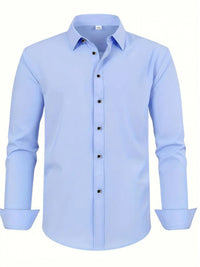 Men'S Stylish Three-Piece Outfit Featuring Solid Color Long-Sleeve Shirts Made from Lightweight Material, Designed for a Regular Fit with Single-Breasted Buttons And a Tie Collar, Ideal for Both Casual And Professional Occasions Throughout The Year