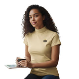 Women's Short Sleeve Ivory Turtleneck Top