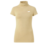 Women's Short Sleeve Ivory Turtleneck Top