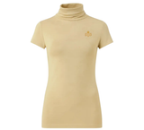 Women's Short Sleeve Ivory Turtleneck Top