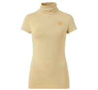 Women's Short Sleeve Ivory Turtleneck Top