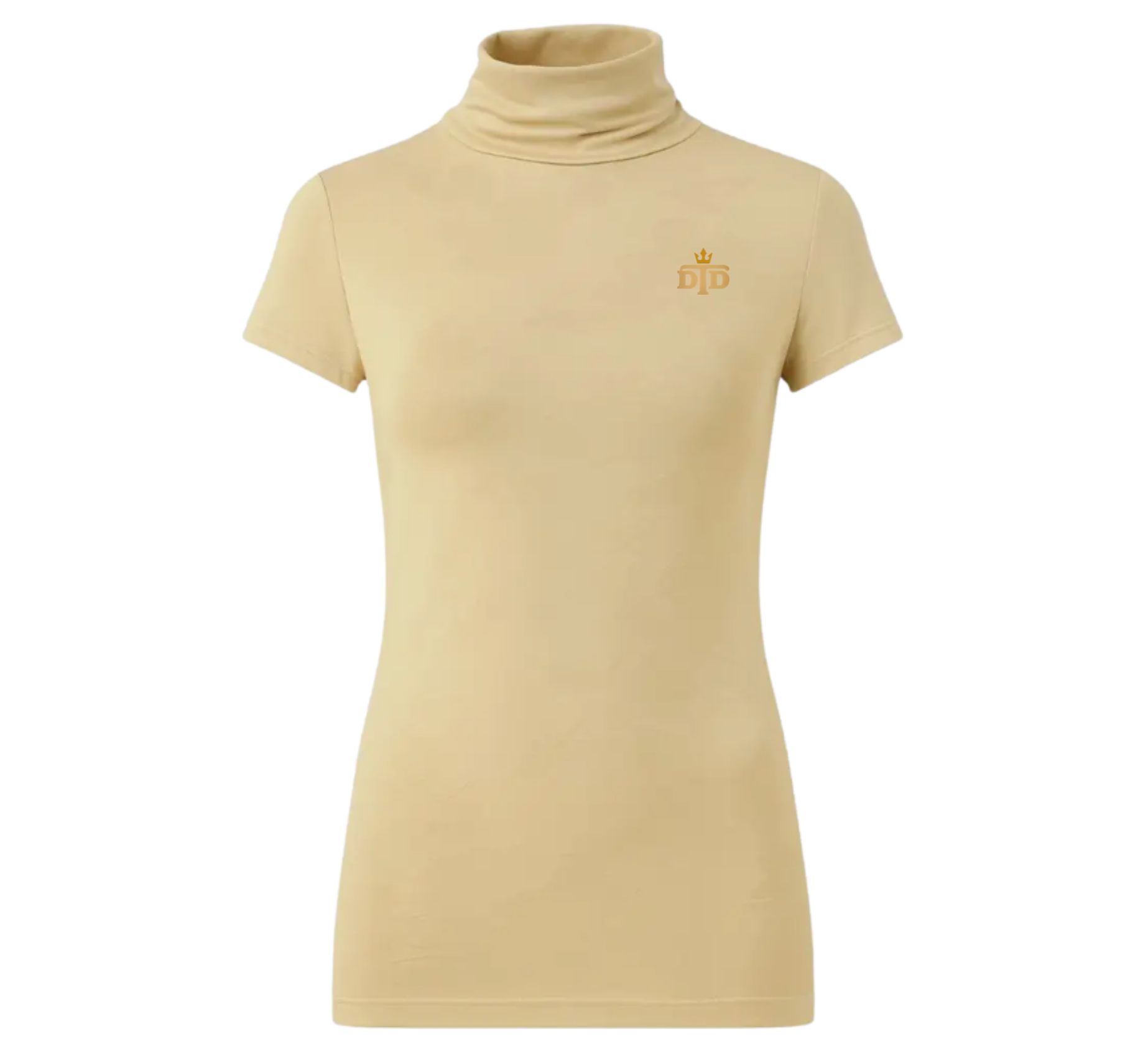 Women's Short Sleeve Ivory Turtleneck Top
