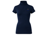 Women's Short Sleeve Ivory Turtleneck Top