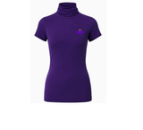 Women's Short Sleeve Ivory Turtleneck Top