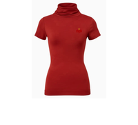 Women's Short Sleeve Ivory Turtleneck Top