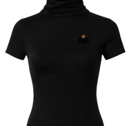 Women's Short Sleeve Ivory Turtleneck Top