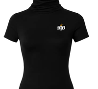 Women's Short Sleeve Ivory Turtleneck Top