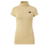 Women's Short Sleeve Ivory Turtleneck Top