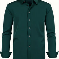 Men'S Stylish Three-Piece Outfit Featuring Solid Color Long-Sleeve Shirts Made from Lightweight Material, Designed for a Regular Fit with Single-Breasted Buttons And a Tie Collar, Ideal for Both Casual And Professional Occasions Throughout The Year