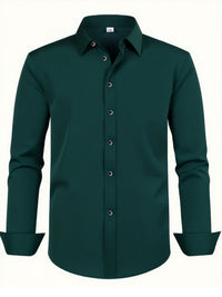 Men'S Stylish Three-Piece Outfit Featuring Solid Color Long-Sleeve Shirts Made from Lightweight Material, Designed for a Regular Fit with Single-Breasted Buttons And a Tie Collar, Ideal for Both Casual And Professional Occasions Throughout The Year