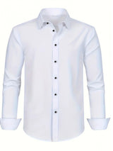 Men'S Stylish Three-Piece Outfit Featuring Solid Color Long-Sleeve Shirts Made from Lightweight Material, Designed for a Regular Fit with Single-Breasted Buttons And a Tie Collar, Ideal for Both Casual And Professional Occasions Throughout The Year
