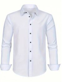 Men'S Stylish Three-Piece Outfit Featuring Solid Color Long-Sleeve Shirts Made from Lightweight Material, Designed for a Regular Fit with Single-Breasted Buttons And a Tie Collar, Ideal for Both Casual And Professional Occasions Throughout The Year