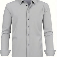 Men'S Stylish Three-Piece Outfit Featuring Solid Color Long-Sleeve Shirts Made from Lightweight Material, Designed for a Regular Fit with Single-Breasted Buttons And a Tie Collar, Ideal for Both Casual And Professional Occasions Throughout The Year