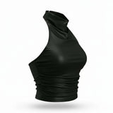 DTD sexy Off-Shoulder High Neck Crop Top