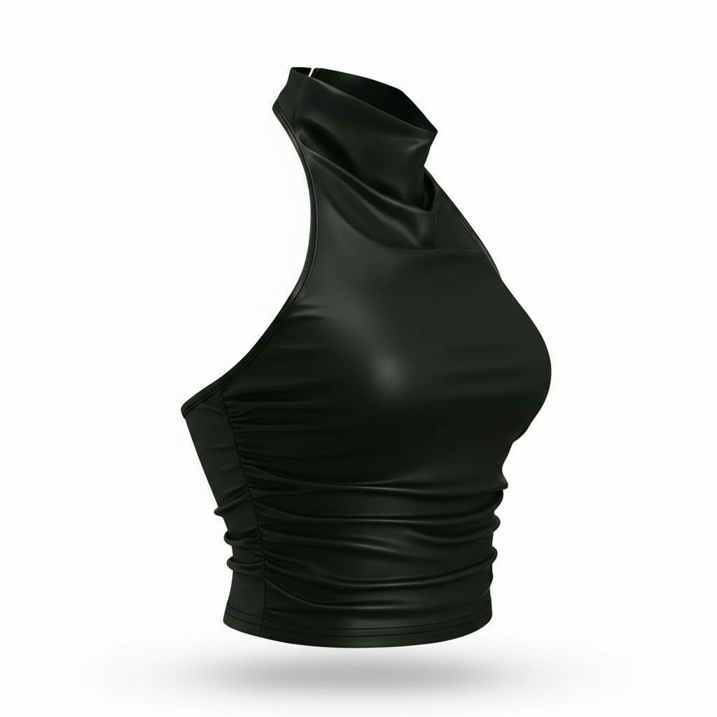 DTD sexy Off-Shoulder High Neck Crop Top