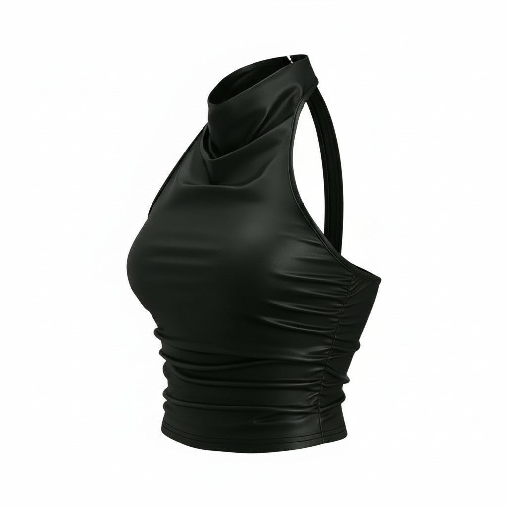 DTD sexy Off-Shoulder High Neck Crop Top