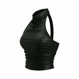 DTD sexy Off-Shoulder High Neck Crop Top