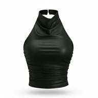 DTD sexy Off-Shoulder High Neck Crop Top