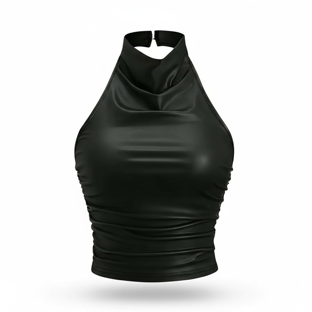 DTD sexy Off-Shoulder High Neck Crop Top
