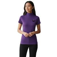 Women's Short Sleeve Ivory Turtleneck Top