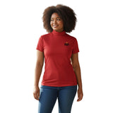 Women's Short Sleeve Ivory Turtleneck Top