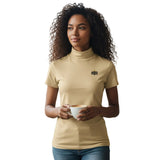 Women's Short Sleeve Ivory Turtleneck Top