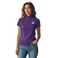 Women's Short Sleeve Ivory Turtleneck Top