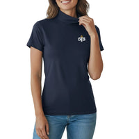 Women's Short Sleeve Ivory Turtleneck Top