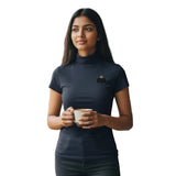 Women's Short Sleeve Ivory Turtleneck Top