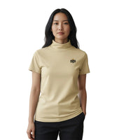 Women's Short Sleeve Ivory Turtleneck Top