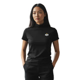 Women's Short Sleeve Ivory Turtleneck Top