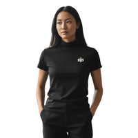 Women's Short Sleeve Ivory Turtleneck Top