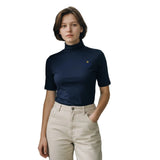 Women's Short Sleeve Ivory Turtleneck Top