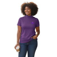 Women's Short Sleeve Ivory Turtleneck Top
