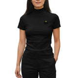 Women's Short Sleeve Ivory Turtleneck Top